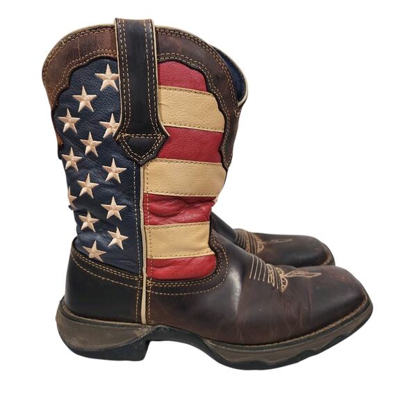 DURANGO COWBOY BOOTS WOMENS SZ 8 LADY REBEL PATRIOTIC AMERICAN FLAG WESTERN - Picture 1 of 10